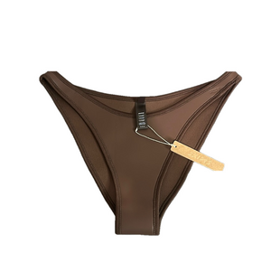 NWT SKIMS RUBBERIZED SCUBA SWIM TANGA BIKINI BOTTOM COCOA BROWN  SIZE M - L